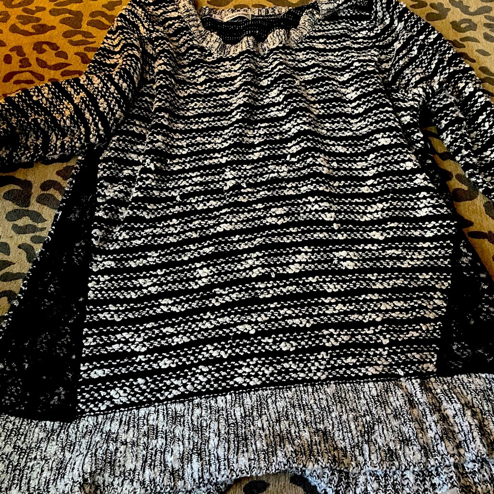 Black and White Sweater w/lace